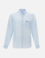 LACOSTE Camicia in lino Light Blue Uomo 