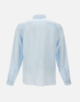 LACOSTE Camicia in lino Light Blue Uomo 