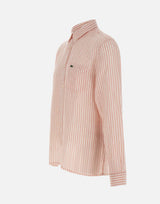 LACOSTE Camicia di lino a righe Pink Uomo 
