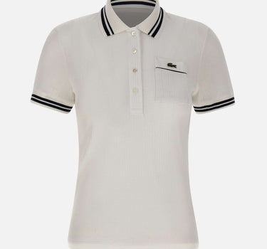 LACOSTE Polo slim fit a coste WHITE Donna 