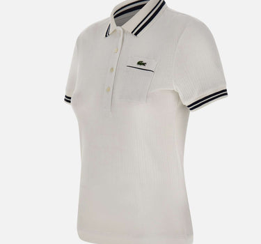 LACOSTE Polo slim fit a coste WHITE Donna 