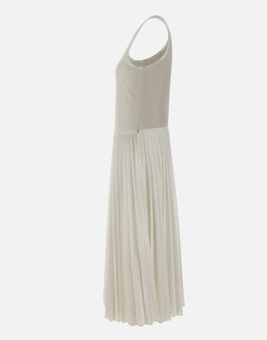 LACOSTE Abito lungo senza maniche plissettato WHITE Donna 