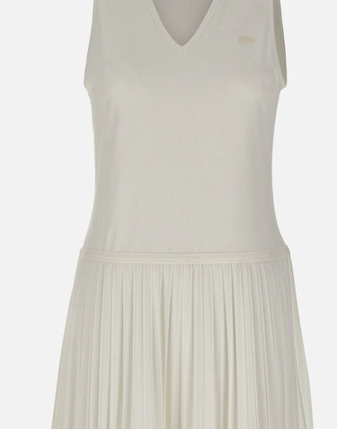 LACOSTE Abito lungo senza maniche plissettato WHITE Donna 