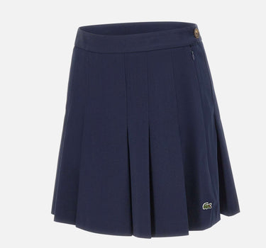 LACOSTE Gonna corta plissettata in cotone elasticizzato BLUE Donna 