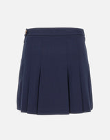 LACOSTE Gonna corta plissettata in cotone elasticizzato BLUE Donna 