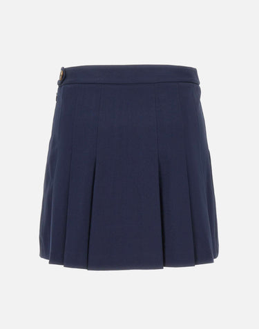 LACOSTE Gonna corta plissettata in cotone elasticizzato BLUE Donna 