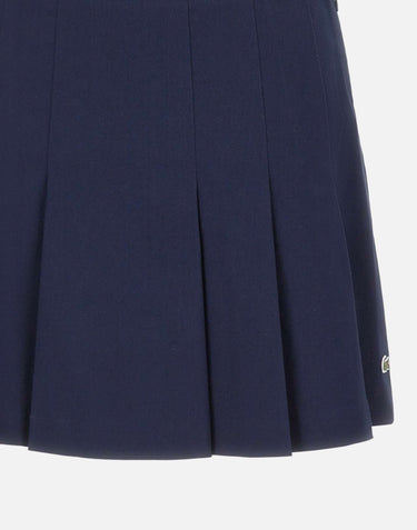 LACOSTE Gonna corta plissettata in cotone elasticizzato BLUE Donna 