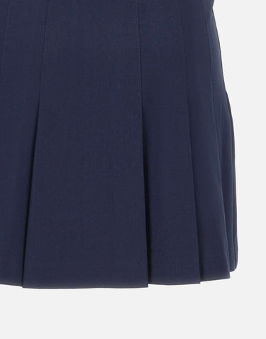 LACOSTE Gonna corta plissettata in cotone elasticizzato BLUE Donna 