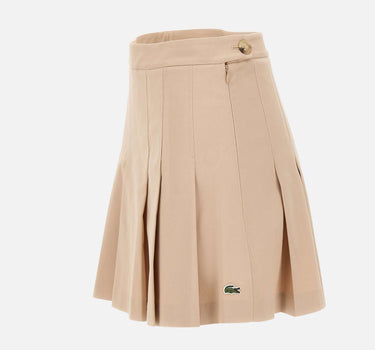 LACOSTE Gonna corta plissettata in cotone elasticizzato BEIGE Donna 