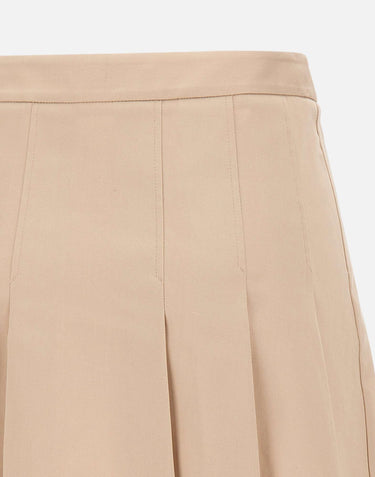 LACOSTE Gonna corta plissettata in cotone elasticizzato BEIGE Donna 