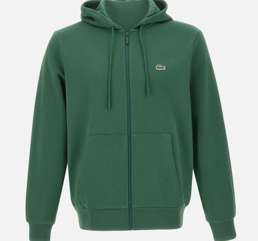 LACOSTE Felpa in cotone con zip e cappuccio GREEN Uomo 
