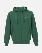 LACOSTE Felpa in cotone con zip e cappuccio GREEN Uomo 