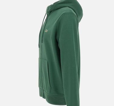 LACOSTE Felpa in cotone con zip e cappuccio GREEN Uomo 