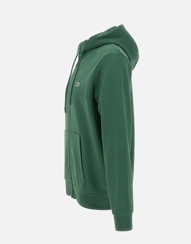 LACOSTE Felpa in cotone con zip e cappuccio GREEN Uomo 