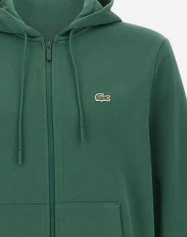 LACOSTE Felpa in cotone con zip e cappuccio GREEN Uomo 