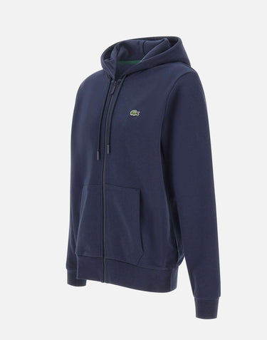 LACOSTE Felpa in cotone con zip e cappuccio BLUE Uomo 