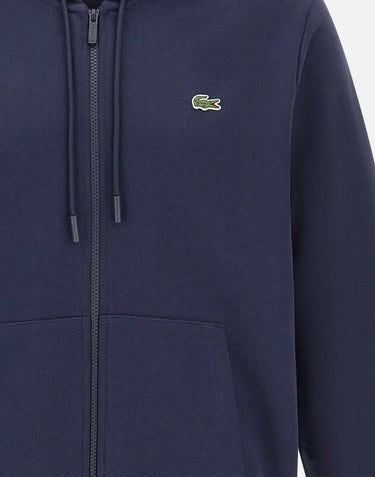 LACOSTE Felpa in cotone con zip e cappuccio BLUE Uomo 