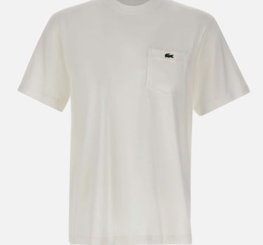 LACOSTE T-shirt in cotone con taschino WHITE Uomo 
