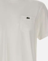 LACOSTE T-shirt in cotone con taschino WHITE Uomo 