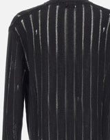 LANEUS Cardigan in maglia destroyed BLACK Uomo 