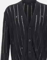 LANEUS Cardigan in maglia destroyed BLACK Uomo 