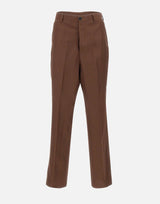 LANEUS Pantaloni in misto viscosa e lino BROWN Uomo 