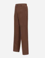 LANEUS Pantaloni in misto viscosa e lino BROWN Uomo 