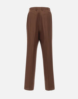 LANEUS Pantaloni in misto viscosa e lino BROWN Uomo 