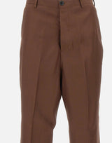LANEUS Pantaloni in misto viscosa e lino BROWN Uomo 