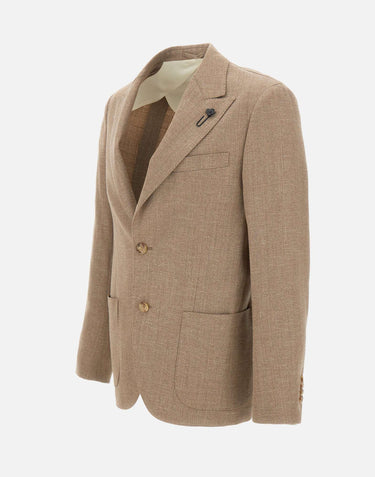 LARDINI Blazer in lana, viscosa e lino BROWN Uomo 