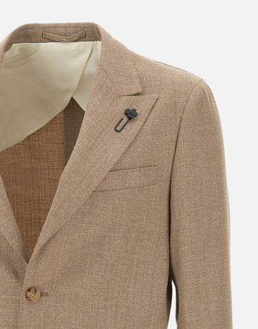 LARDINI Blazer in lana, viscosa e lino BROWN Uomo 