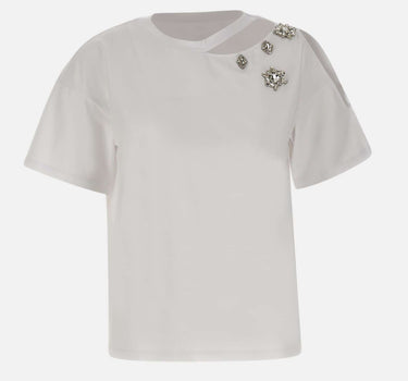 T-shirt con ricami gioiello CA6160JS088 11111 LIU-JO 