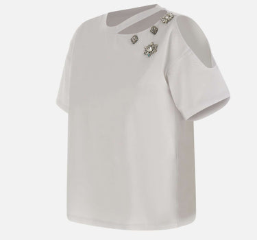 T-shirt con ricami gioiello CA6160JS088 11111 LIU-JO 