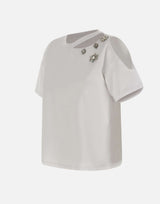 T-shirt con ricami gioiello CA6160JS088 11111 LIU-JO 