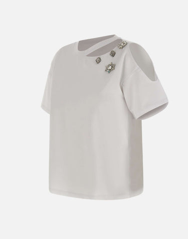 T-shirt con ricami gioiello CA6160JS088 11111 LIU-JO 