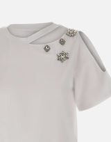 T-shirt con ricami gioiello CA6160JS088 11111 LIU-JO 