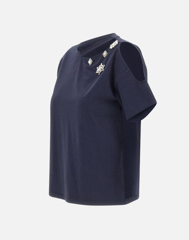 T-shirt con ricami gioiello CA6160JS088 P9583 LIU-JO 