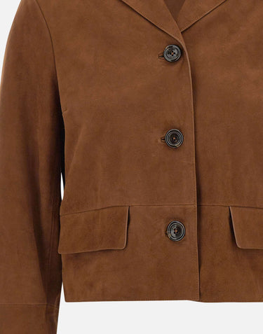 Giacca boxy in pelle scamosciata CA6379P0382 81242 LIU-JO 