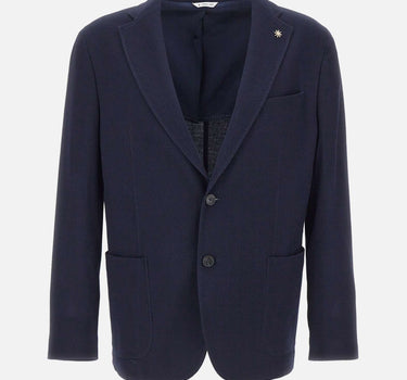 MANUEL RITZ Blazer in misto lana con micro texture BLUE Uomo 