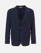MANUEL RITZ Blazer in misto lana con micro texture BLUE Uomo 
