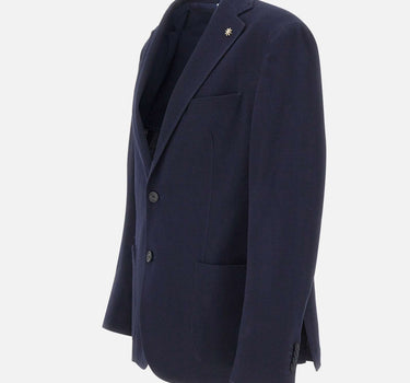 MANUEL RITZ Blazer in misto lana con micro texture BLUE Uomo 