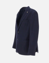 MANUEL RITZ Blazer in misto lana con micro texture BLUE Uomo 