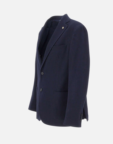MANUEL RITZ Blazer in misto lana con micro texture BLUE Uomo 
