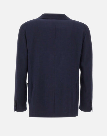 MANUEL RITZ Blazer in misto lana con micro texture BLUE Uomo 