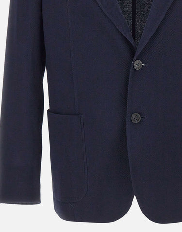 MANUEL RITZ Blazer in misto lana con micro texture BLUE Uomo 