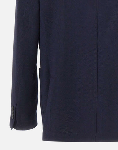 MANUEL RITZ Blazer in misto lana con micro texture BLUE Uomo 