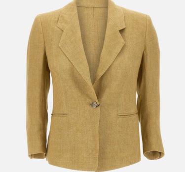 MARELLA Blazer aderente in lino delavé GREEN Donna 