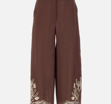 MARELLA Pantalone in lino con ricami BROWN Donna 