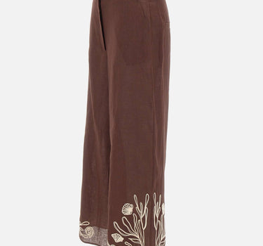 MARELLA Pantalone in lino con ricami BROWN Donna 