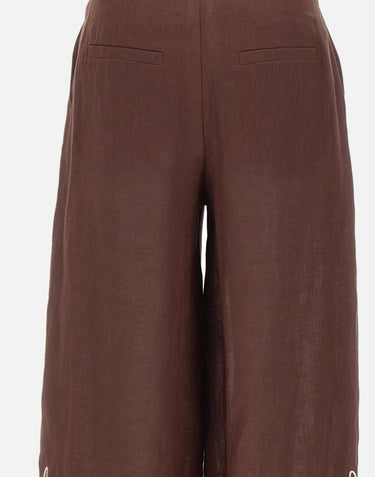 MARELLA Pantalone in lino con ricami BROWN Donna 
